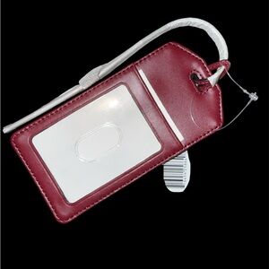 Kate Spade Burgundy Leather Luggage Tag